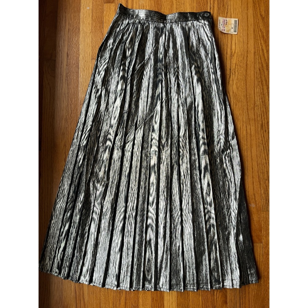 NWT Vintage Christian Aujard Metallic Pleated Maxi Skirt Size XS